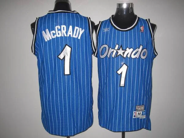 Basketball Jersey for School Basketball Team Jerseys-Mitchell And Ness Magic #1 Tracy Mcgrady Stitched Blue Throwback Basketball Jersey