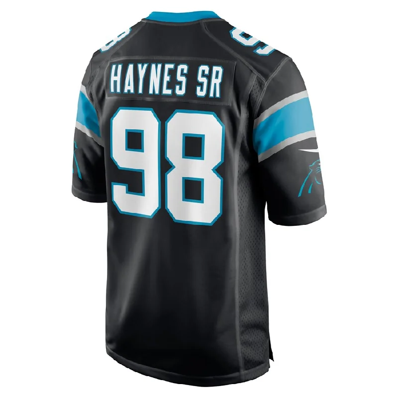 Rugby Jersey for Fundraising Campaigns-C.Panthers #98 Marquis Haynes Sr. Black Game Player Jersey Stitched American Football Jerseys