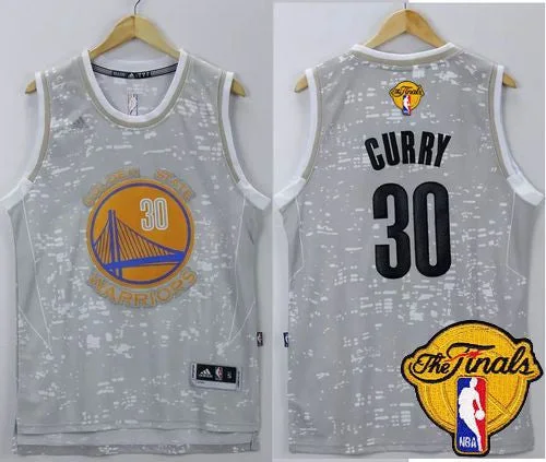 Basketball Jersey for Women’s Basketball-Warriors #30 Stephen Curry Grey City Light The Finals Patch Stitched Basketball Jersey