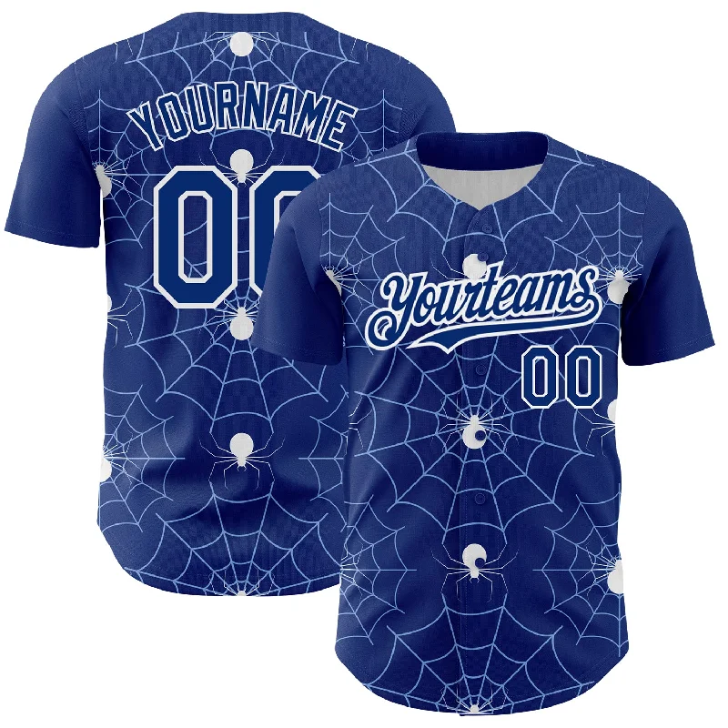 Baseball Jersey for Custom Jerseys for School Teams-Custom Royal Light Blue-White 3D Pattern Design Spider Web Authentic Baseball Jersey