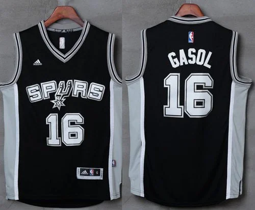 Basketball Jersey for School Spirit Wear-Spurs #16 Pau Gasol Black Stitched Basketball Jersey