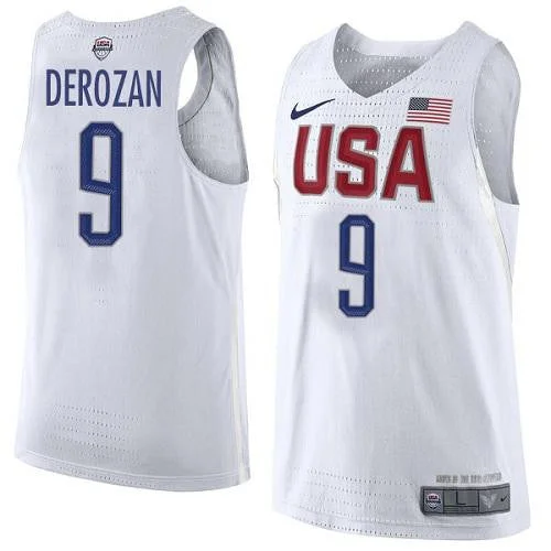 Basketball Jersey for Custom Basketball Shirts-Team USA #9 DeMar DeRozan White 2016 Dream Team Game Basketball Jersey