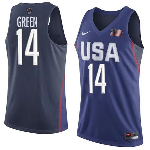 Basketball Jersey for Retro Basketball Fan Gear-Team USA #14 Draymond Green Navy Blue 2016 Dream Team Game Basketball Jersey