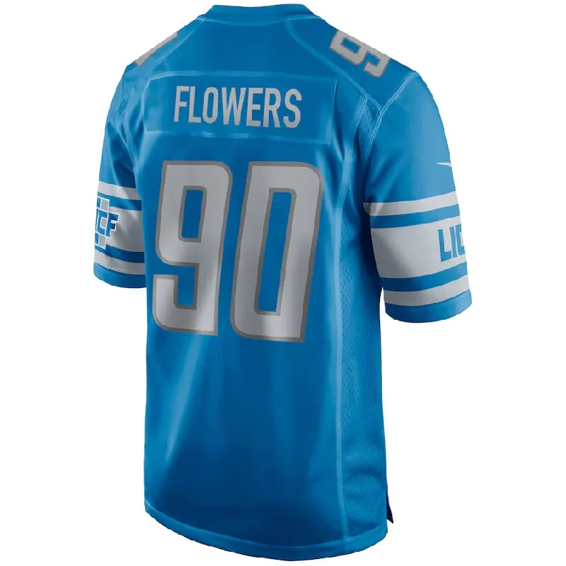 Rugby Jersey for Sports Apparel for All Ages-D.Lions #90 Trey Flowers Blue Game Jersey Stitched American Football Jerseys