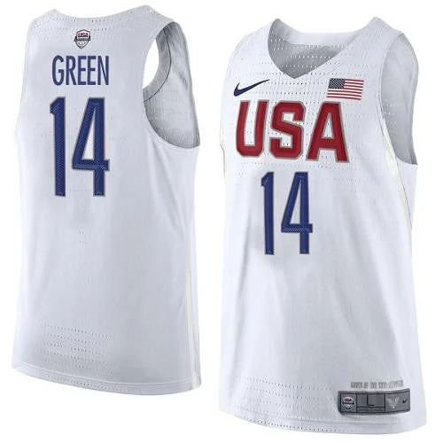 Basketball Jersey for Basketball Fan Apparel for Events-Team USA #14 Draymond Green White 2016 Dream Team Game Basketball Jersey