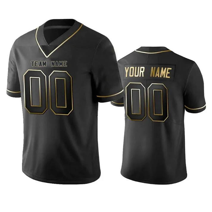 Rugby Jersey for Retro Style Jerseys-Custom A.Falcons Any Team and Number and Name Black Golden Edition American Jerseys Stitched American Football Jerseys