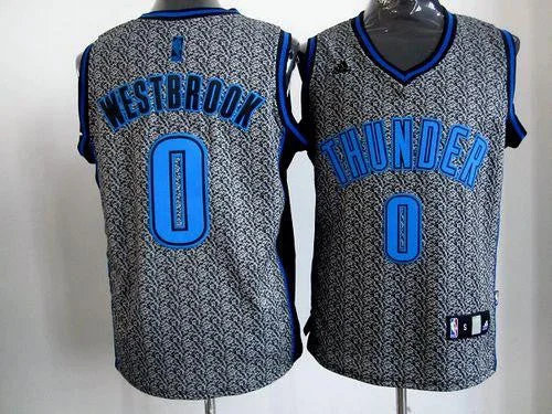 Basketball Jersey for Customized Designs for Fans-Thunder #0 Russell Westbrook Grey Static Fashion Stitched Basketball Jersey