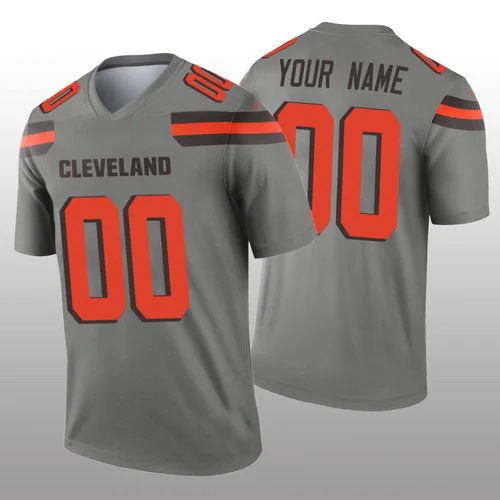 Rugby Jersey for Group Fan Gear for Rugby Games-Custom C.Browns Gray Inverted Legend Jersey Stitched American Football Jerseys