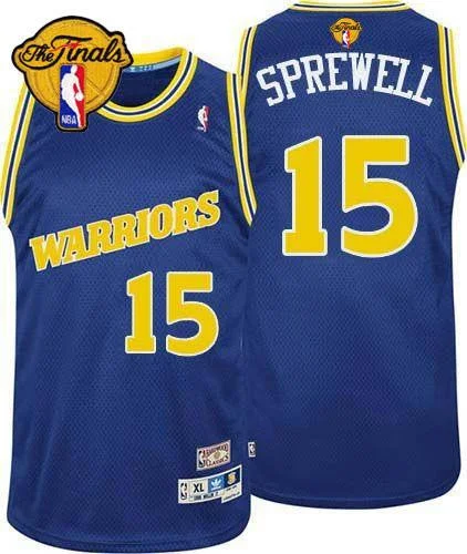 Basketball Jersey for Fan Gear for Basketball Games-Warriors #15 Latrell Sprewell Blue Throwback The Finals Patch Stitched Basketball Jersey