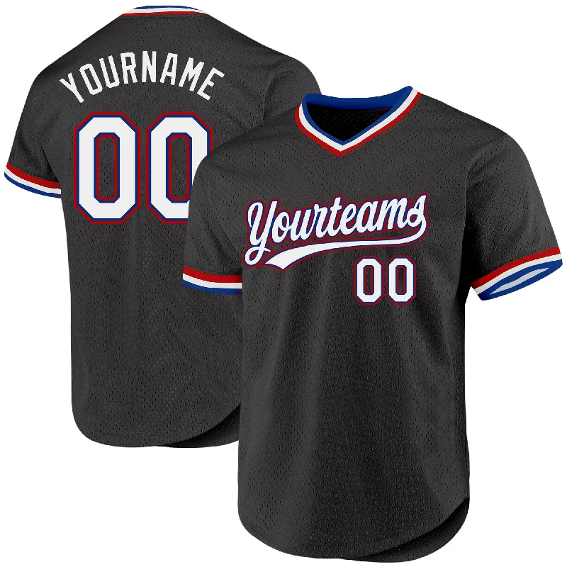 Baseball Jersey for Personalized Sports Apparel-Custom Black Royal-Red Authentic Throwback Baseball Jersey