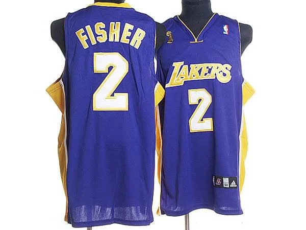 Basketball Jersey for Group Fan Gear for Basketball Games-Lakers #2 Derek Fisher Stitched Purple Basketball Jersey