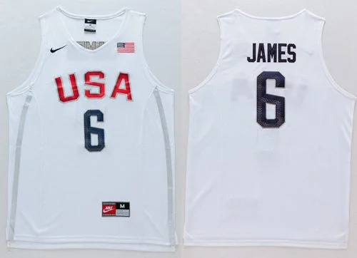 Basketball Jersey for Custom Numbers-Team USA #6 LeBron James White 2016 Dream Team Stitched Basketball Jersey