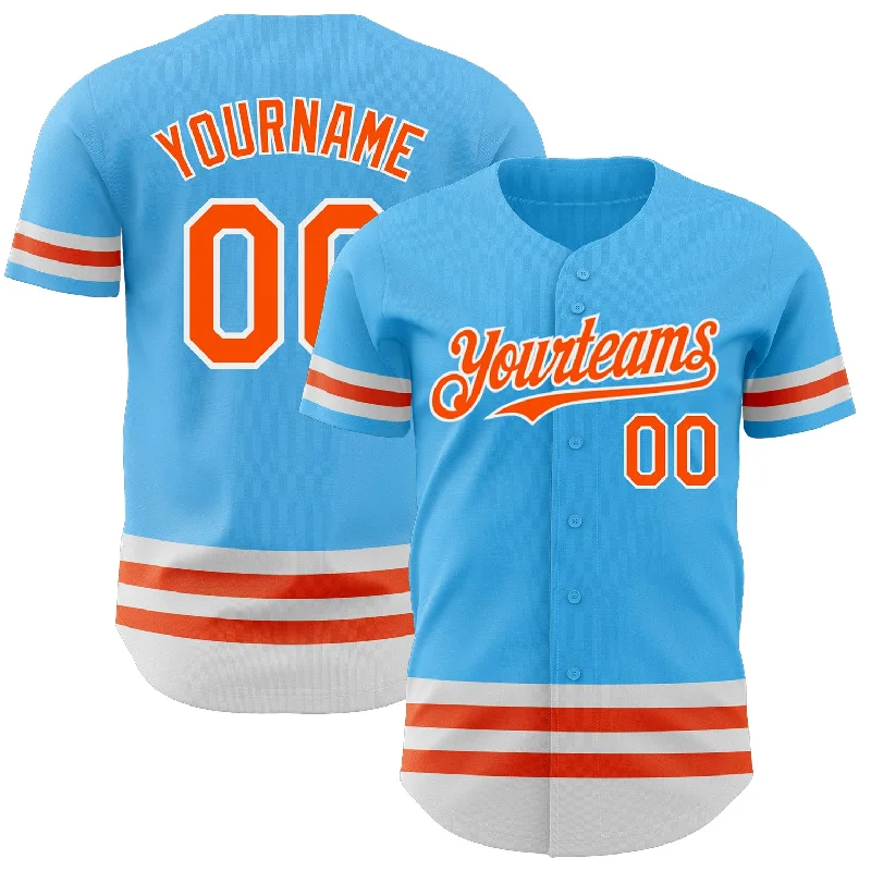 Baseball Jersey for Special Edition Baseball Fan Gear-Custom Sky Blue Orange-White Line Authentic Baseball Jersey