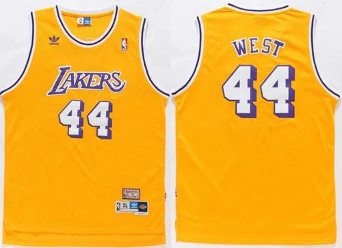 Basketball Jersey for Fan Club Apparel-Lakers #44 Jerry West Gold Throwback Stitched Basketball Jersey