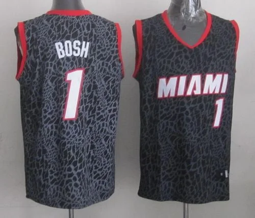 Basketball Jersey for Custom Team Uniforms for Schools-Heat #1 Chris Bosh Black Crazy Light Stitched Basketball Jersey