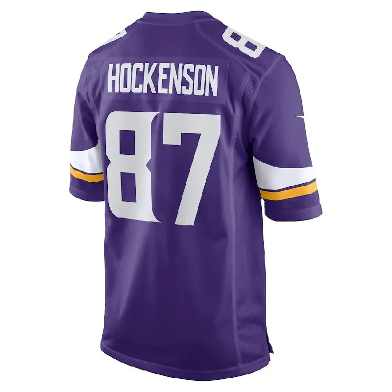 Rugby Jersey for Custom Numbered Jerseys-MN.Vikings #87 T.J. Hockenson Purple Game Player Jersey Stitched American Football Jerseys