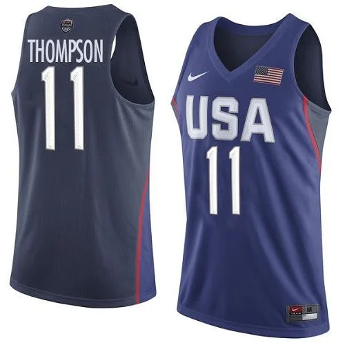 Custom Basketball Jersey for Teams-Team USA #11 Klay Thompson Navy Blue 2016 Dream Team Game Basketball Jersey