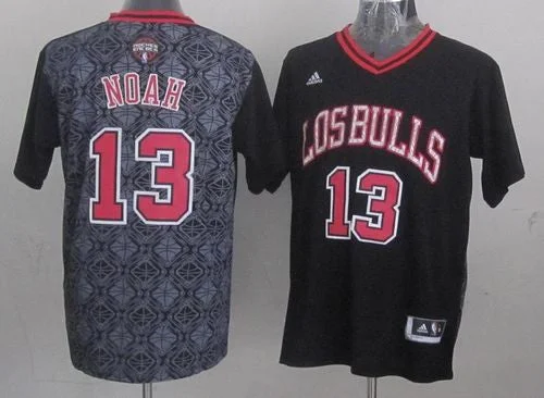 Basketball Jersey for Retro Basketball Fan Gear-Bulls #13 Joakim Noah Black New Latin Nights Stitched Basketball Jersey