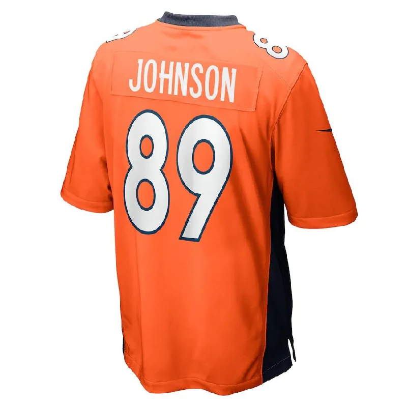 Rugby Jersey for Custom Rugby Jerseys for Tournaments-D.Broncos #89 Brandon Johnson Orange Game Player Jersey Stitched American Football Jerseys