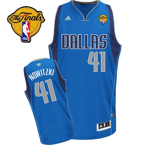 Basketball Jersey for Group Sports Apparel-Mavericks 2011 Finals Patch #41 Dirk Nowitzki Revolution 30 Blue Stitched Basketball Jersey