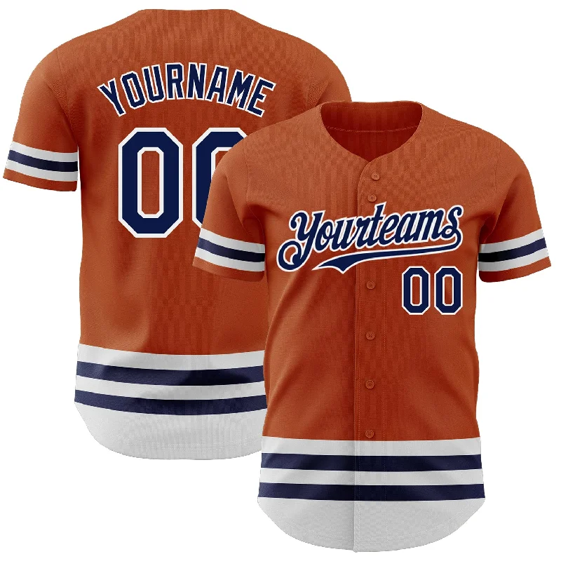 Baseball Jersey for Professional Baseball Teams-Custom Texas Orange Navy-White Line Authentic Baseball Jersey