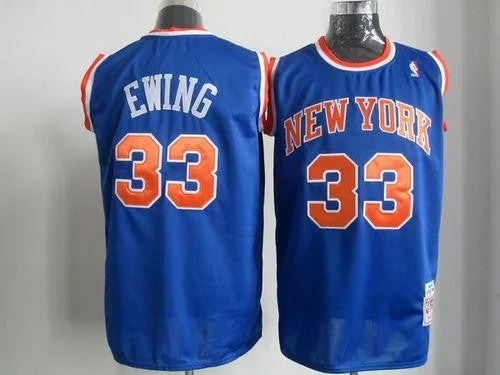 Basketball Jersey for Personalized Basketball Team Wear-Mitchell And Ness Knicks #33 Patrick Ewing Blue Stitched Basketball Jersey