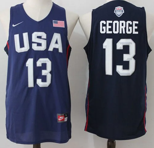 Basketball Jersey for Custom Numbers-Team USA #13 Paul George Navy Blue 2016 Dream Team Stitched Basketball Jersey