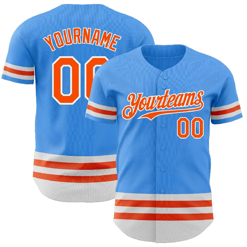 Baseball Jersey for Personalized Baseball Gifts for Supporters-Custom Electric Blue Orange-White Line Authentic Baseball Jersey