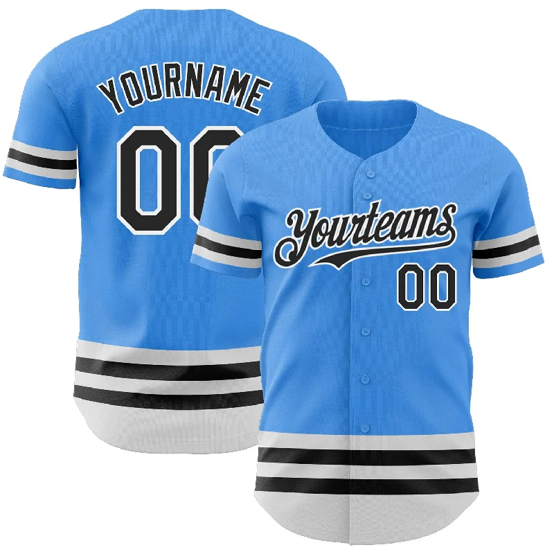 Baseball Jersey for Custom Jerseys for Local Baseball Teams-Custom Electric Blue Black-White Line Authentic Baseball Jersey