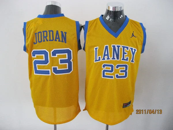 Basketball Jersey for Personalized Team Jerseys-Bulls #23 Jordan Stitched Yellow Laney High School Classic Basketball Jersey