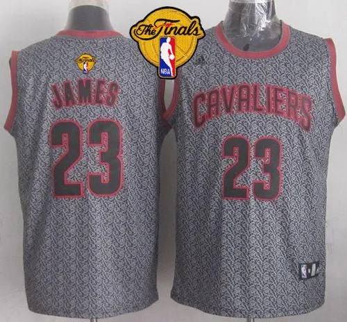 Basketball Jersey for Basketball Players’ Custom Apparel-Cavaliers #23 LeBron James Grey Static Fashion The Finals Patch Stitched Basketball Jersey