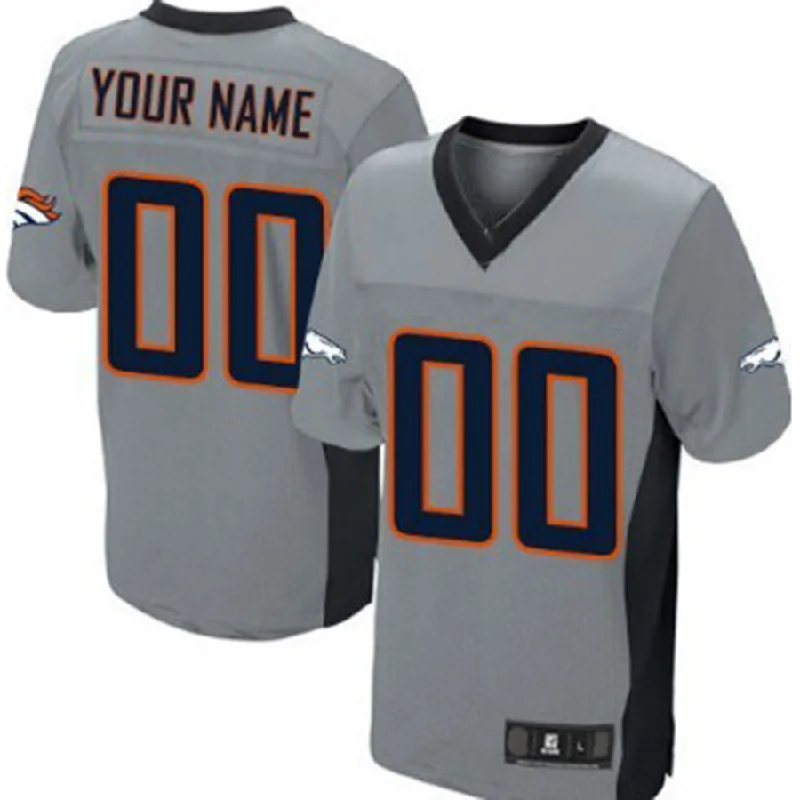 Rugby Jersey for Group Orders-Custom D.Broncos Gray Shadow Elite Jersey Stitched Jersey American Football Jerseys