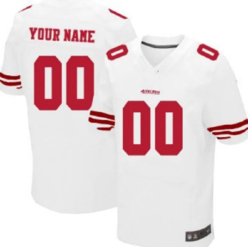 Rugby Jersey for Personalized Jerseys for School Teams-Custom SF.49ers White Elite Jersey Stitched American Football Jerseys