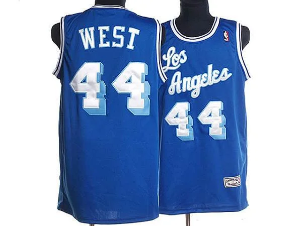 Basketball Jersey for Basketball Jersey Customization-Mitchell and Ness Lakers #44 Jerry West Stitched Blue Throwback Basketball Jersey