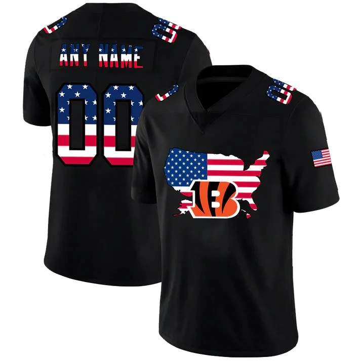 Rugby Jersey for Rugby Jersey Customization-Custom C.Bengals Football Black Limited Fashion Flag Stitched Jerseys American Football Jerseys