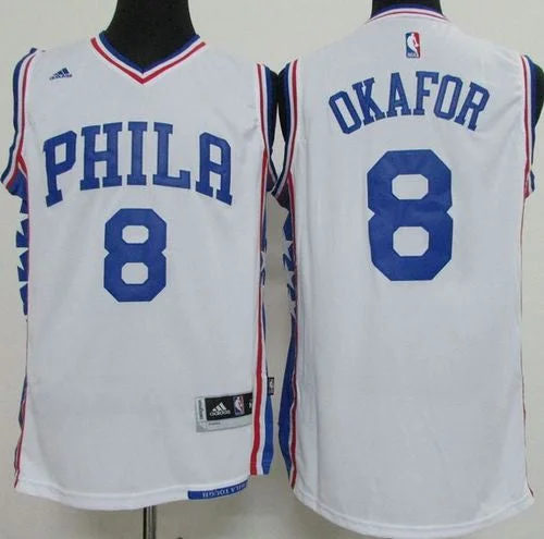 Basketball Jersey for Local Team Apparel for Basketball-76ers #8 Jahlil Okafor White Stitched Basketball Jersey