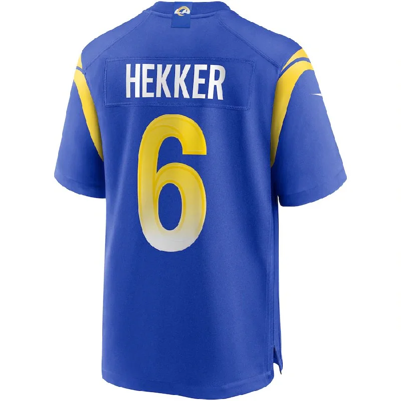 Rugby Jersey for Custom Jerseys for Fan Support-LA.Rams #6 Johnny Hekker Royal Game Jersey Stitched American Football Jerseys