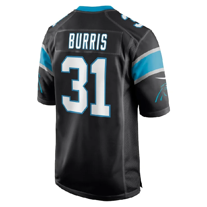 Rugby Jersey for Personalized Team Jerseys-C.Panthers #31 Juston Burris Black Game Jersey Stitched American Football Jerseys