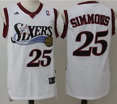 Basketball Jersey for School Basketball Team Jerseys-76ers #25 Ben Simmons White Throwback Stitched Basketball Jersey