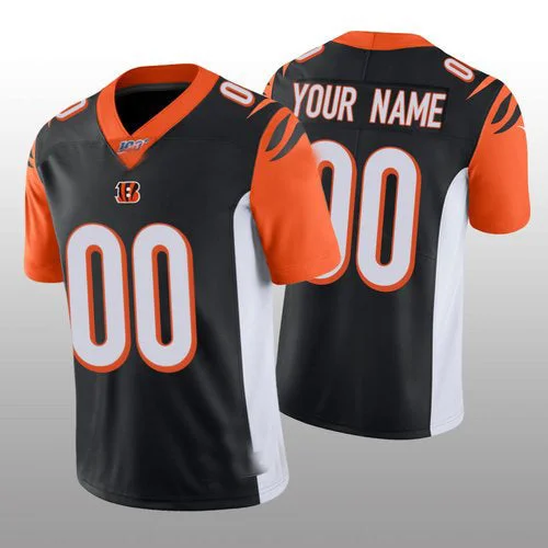 Rugby Jersey for Team Gear for School Rugby Teams-Custom C.Bengals Black Vapor Limited 100th Season Jersey Stitched American Football Jerseys