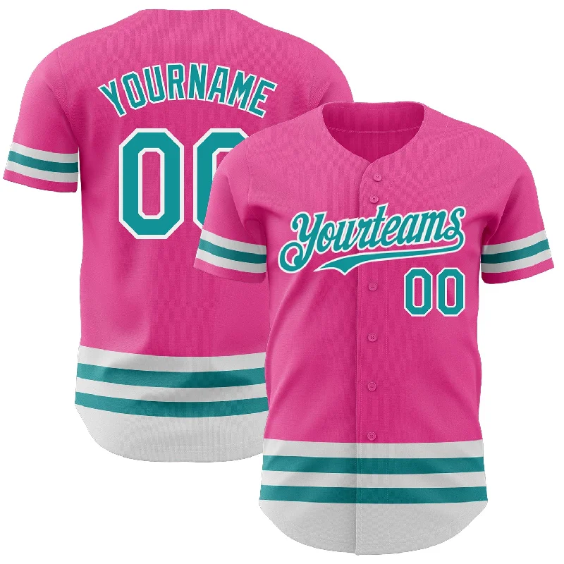 Baseball Jersey for Limited Edition Apparel-Custom Pink Teal-White Line Authentic Baseball Jersey