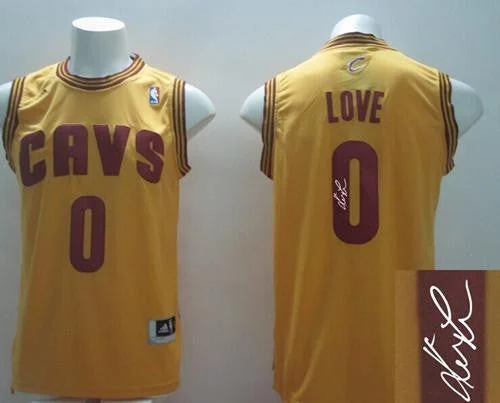 Basketball Jersey for Tournament Apparel-New Revolution 30 Autographed Cavaliers #0 Kevin Love Yellow Stitched Basketball Jersey