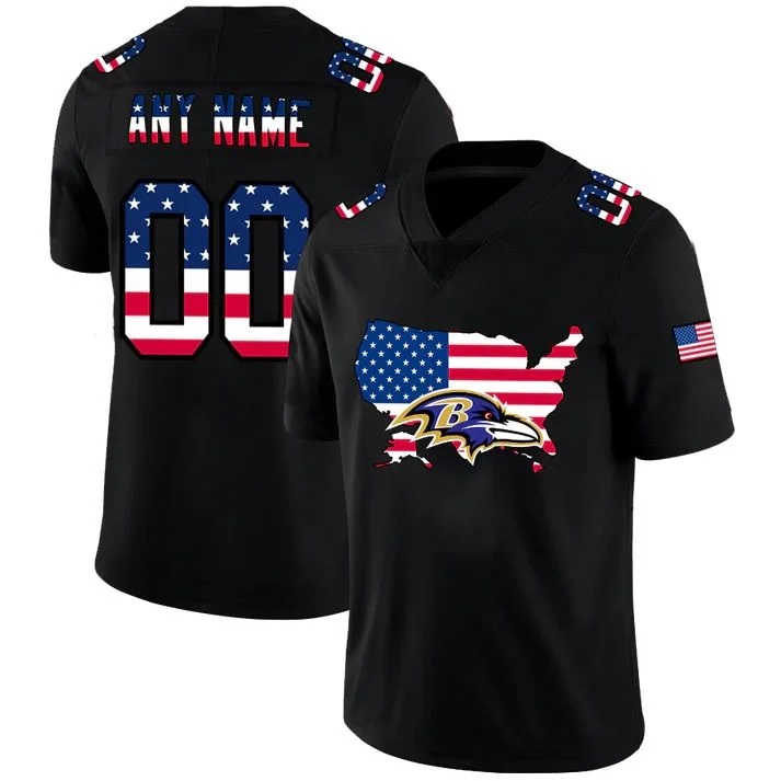 Rugby Jersey for Local Rugby Tournaments-Custom B.Ravens Football Black Limited Fashion Flag Stitched American Football Jerseys