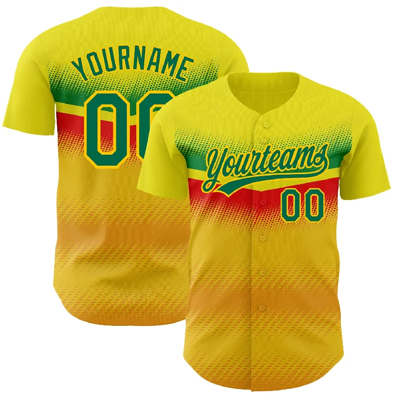 Baseball Jersey for Custom Team Colors-Custom Yellow Kelly Green 3D Pattern Design Abstract Vibe Dots Authentic Baseball Jersey