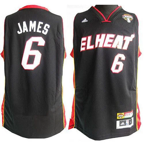 Basketball Jersey for Fun Basketball Fan Apparel-Latin Nights Heat #6 LeBron James Black Stitched Basketball Jersey