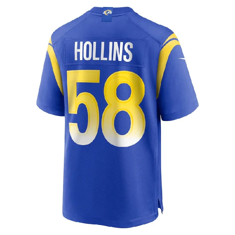 Rugby Jersey for School Spirit Jerseys for Fans-LA.Rams #58 Justin Hollins Royal Game Jersey Stitched American Football Jerseys