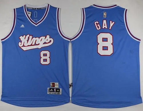 Basketball Jersey for Official Fan Gear-Kings #8 Rudy Gay New Light Blue Stitched Basketball Jersey