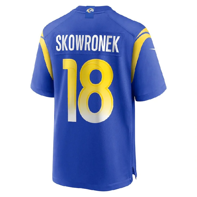 Rugby Jersey for Team Spirit Apparel-LA.Rams #18 Ben Skowronek Royal Game Jersey Stitched American Football Jerseys