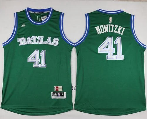 Basketball Jersey for Personalized Apparel for Basketball Fans-Mavericks #41 Dirk Nowitzki Green Hardwood Classics Performance Stitched Basketball Jersey