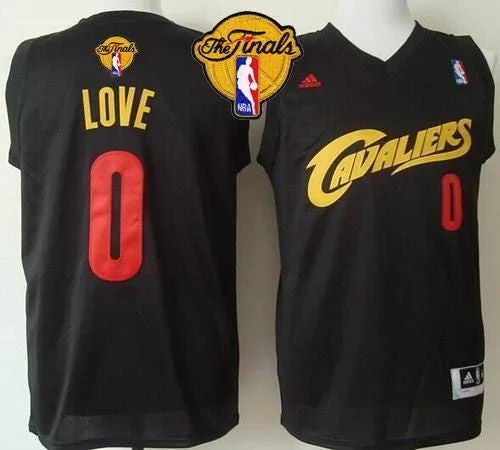 Basketball Jersey for Customized Team Logos-Cavaliers #0 Kevin Love Black(Red No.) Fashion The Finals Patch Stitched Basketball Jersey